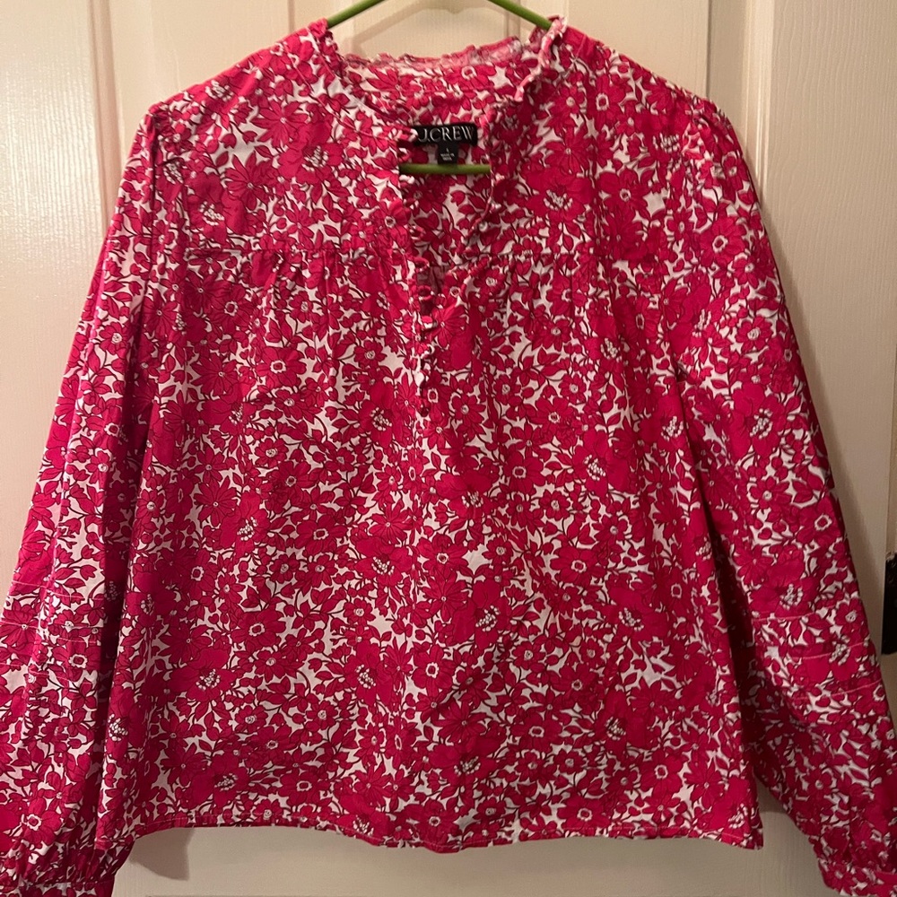 J. Crew Button-front ruffleneck popover